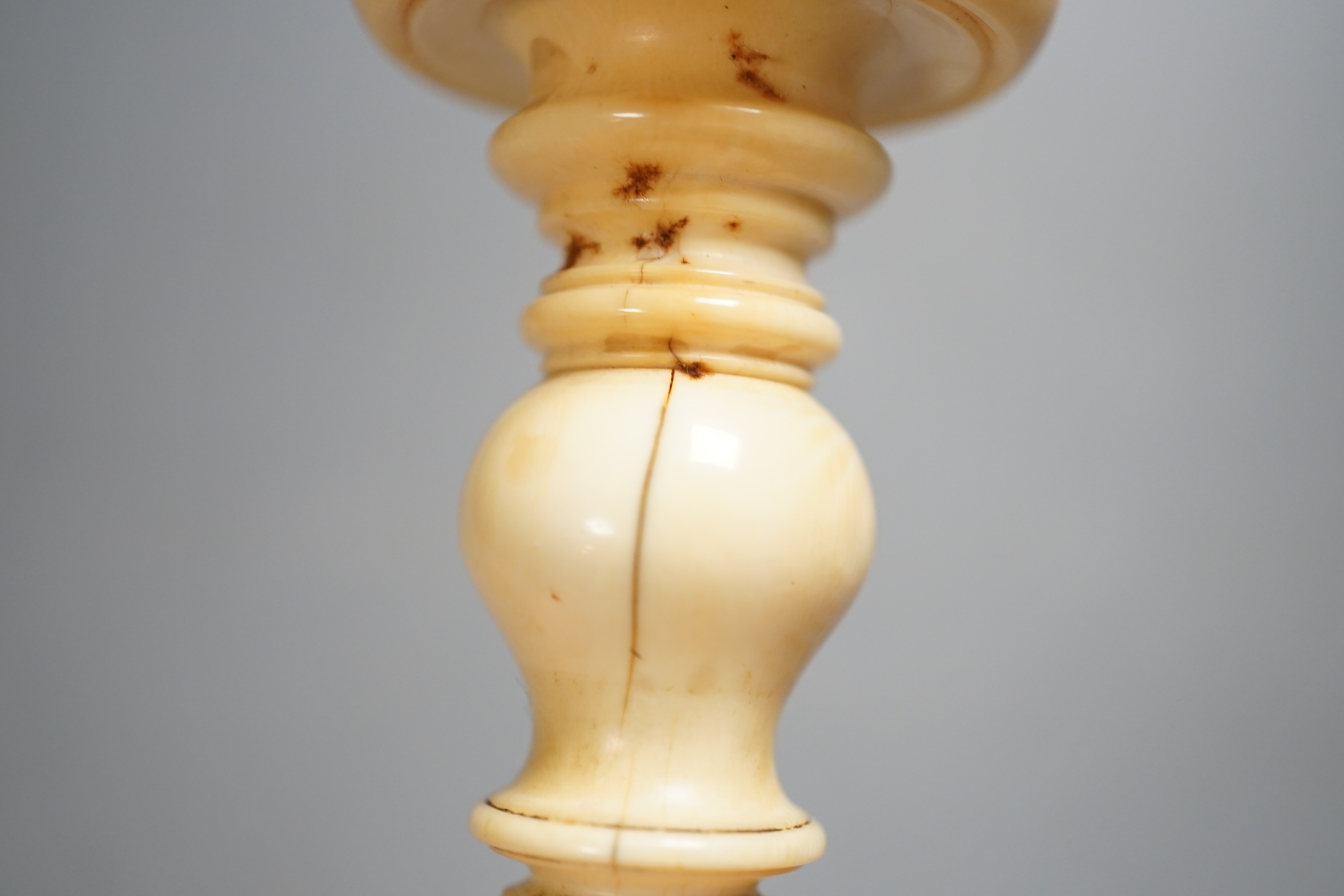 An early to mid 19th century carved ivory desk seal 9cm